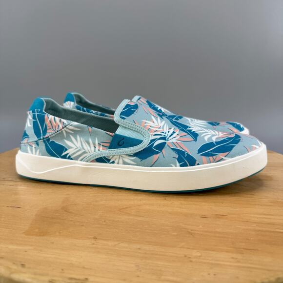 OluKai Lae'Ahi Pa'i Mens Size 10.5 Shoes Swell/Aloha Blue Floral Slip On Sneaker